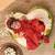 Red tissue plain roja frock for girls