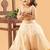 Beige tissue plain beige flair crop top & skirt for girls
