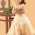 Beige tissue plain beige flair crop top & skirt for girls