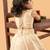 Beige tissue plain beige flair crop top & skirt for girls