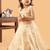 Beige tissue plain beige flair crop top & skirt for girls
