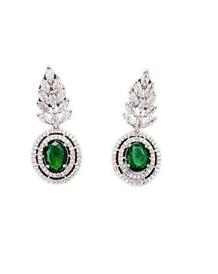 Elegant green stone & cz diamond necklace set for women 6