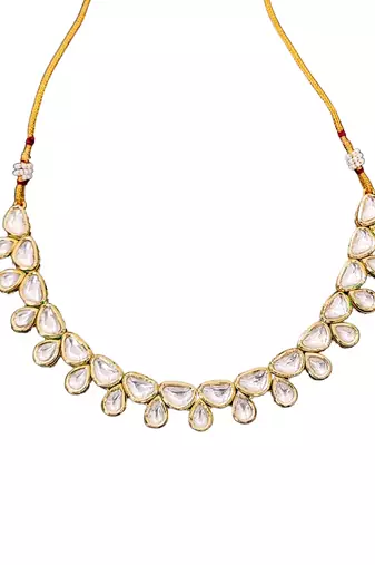 Classic polki kundan necklace set with earrings & maang tikka for her
