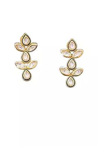 Elegant floral polki kundan necklace set with earrings