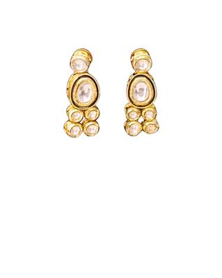 Classic oval polki kundan green enamel necklace set with matching earrings 6