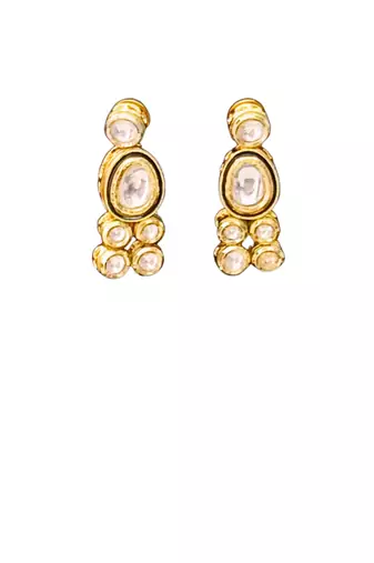 Classic oval polki kundan green enamel necklace set with matching earrings
