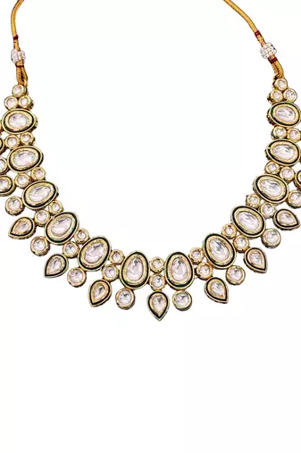 Statement polki kundan necklace set with long drop earrings