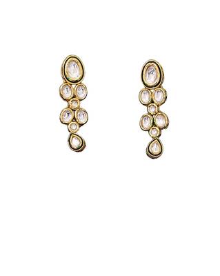 Statement polki kundan necklace set with long drop earrings 6
