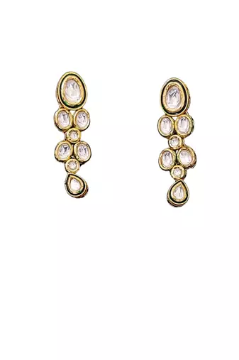 Statement polki kundan necklace set with long drop earrings