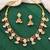 Floral pearl & ruby emerald color stone necklace set with jhumka earrings