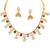 Floral pearl & ruby emerald color stone necklace set with jhumka earrings