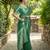 Green georgette saree with intricate jacquard and blouse
