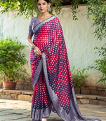 Pink georgette saree with intricate jacquard and blouse