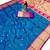 teal blue banarasi silk blend saree with paithani weaved pallu and blouse