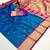 teal blue banarasi silk blend saree with paithani weaved pallu and blouse
