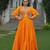 Yellow rayon kutchi gamthi work navratri gown