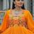 Yellow rayon kutchi gamthi work navratri gown