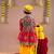 Cotton blend woven full sleeves navratri theme banjara embroidered kediya with coordinating dhoti set - red