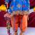 Cotton blend woven full sleeves navratri theme banjara embroidered kediya with coordinating dhoti set - blue