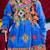 Cotton blend woven full sleeves navratri theme banjara embroidered kediya with coordinating dhoti set - blue