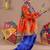 Cotton blend woven full sleeves navratri theme banjara embroidered kediya with coordinating dhoti set - orange