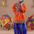Cotton blend woven full sleeves navratri theme banjara embroidered kediya with coordinating dhoti set - orange