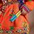 Cotton blend woven full sleeves navratri theme banjara embroidered kediya with coordinating dhoti set - orange