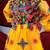 Cotton blend woven full sleeves navratri theme banjara embroidered kediya with coordinating dhoti set - yellow