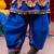 Cotton blend woven full sleeves navratri theme banjara embroidered kediya with coordinating dhoti set - blue