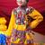 Cotton blend woven full sleeves navratri theme banjara embroidered kediya with coordinating dhoti set - yellow