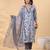 women's grey rayon blend geometric straight kurta set