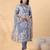 women's grey rayon blend geometric straight kurta set