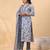 women's grey rayon blend geometric straight kurta set