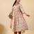 women's cream rayon floral printed a-line kurta set