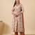 women's cream rayon floral printed a-line kurta set