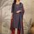 women's navy blue rayon ethnic motifs straight kurta set