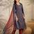 women's navy blue rayon ethnic motifs straight kurta set