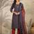 women's navy blue rayon ethnic motifs straight kurta set
