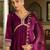 women's purple velvet zari embroidered a-line kurta set