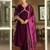 women's purple velvet zari embroidered a-line kurta set