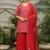 women's red georgette embroidered straight kurta with sharara & dupatta set