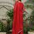 women's red georgette embroidered straight kurta with sharara & dupatta set