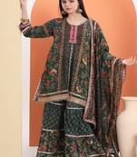 Green cotton printed  sharara set