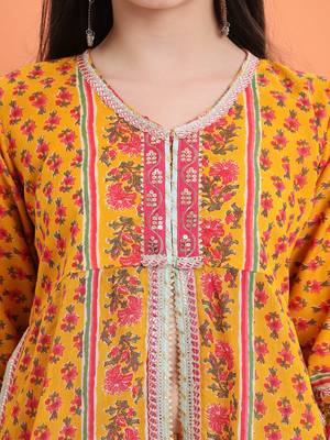 Yellow  cotton printed  sharara set 5