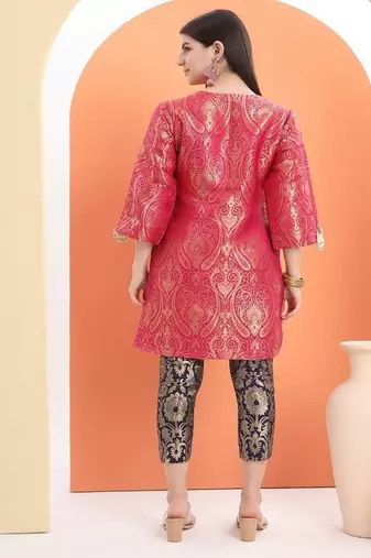 Pink  cotton printed  kurta set