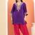 Purple cotton embroidered  kurta set