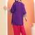 Purple cotton embroidered  kurta set