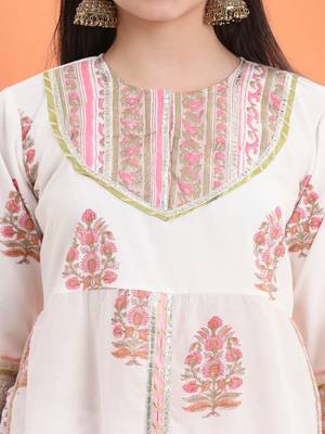 White cotton printed  sharara set 5