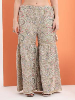 Green cotton embroidered  sharara set 5