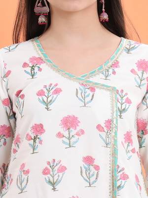 White cotton printed  sharara set 3